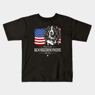 Proud Kooikerhondje Mom American Flag patriotic dog Kids T-Shirt